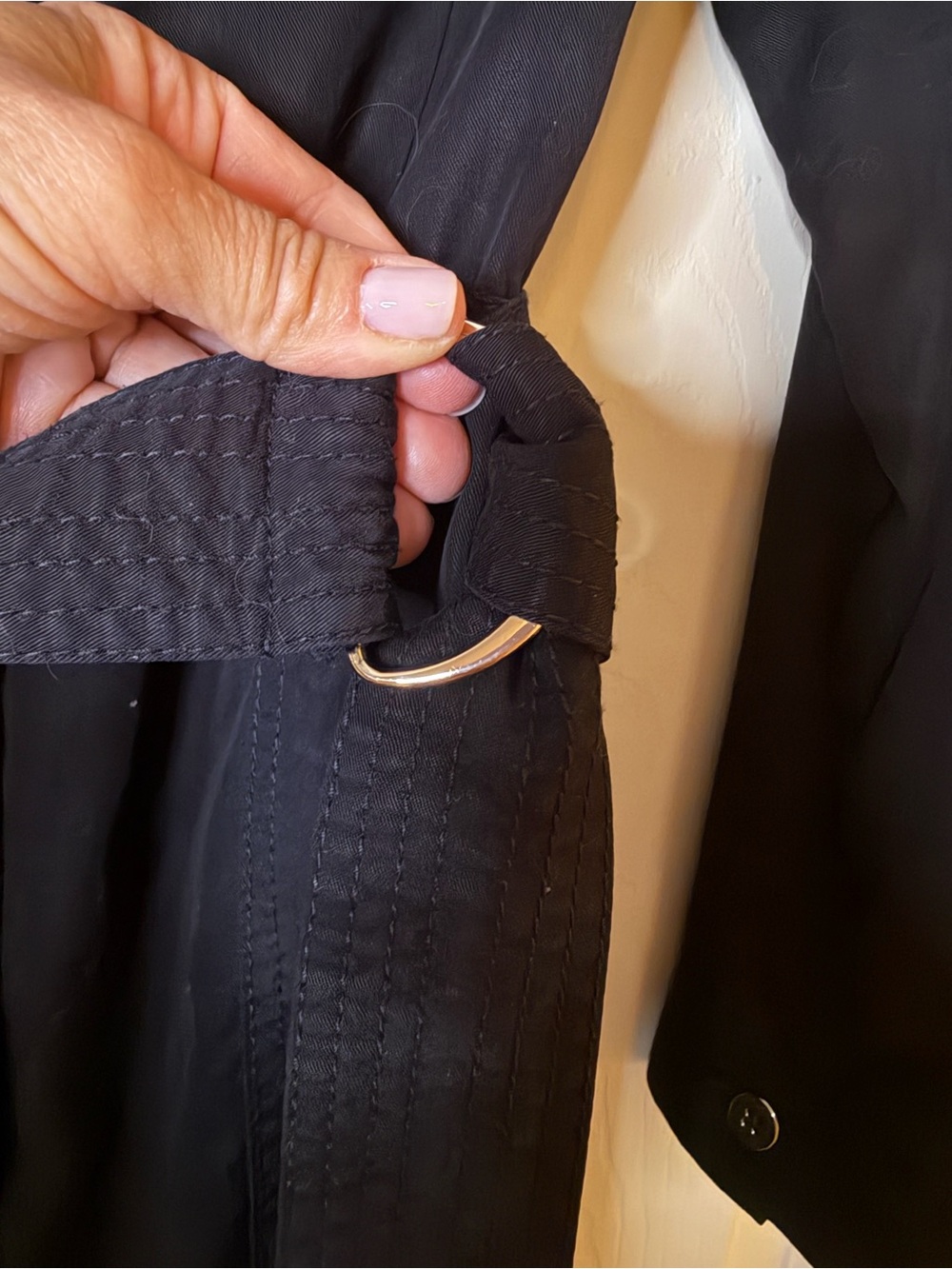 White House Black Market Black Long-Sleeve Shirt Dress with Belt - Picture 2 of 6
